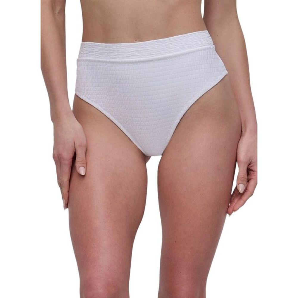 DKNY Womens Textured High Waist Bikini Bottoms Medium Soft White - NWT